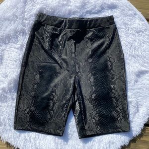 Faux leather bike shorts